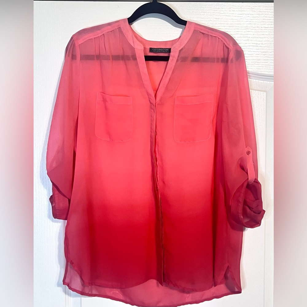 Women’s Covington Sheer Coral Ombré Blouse L